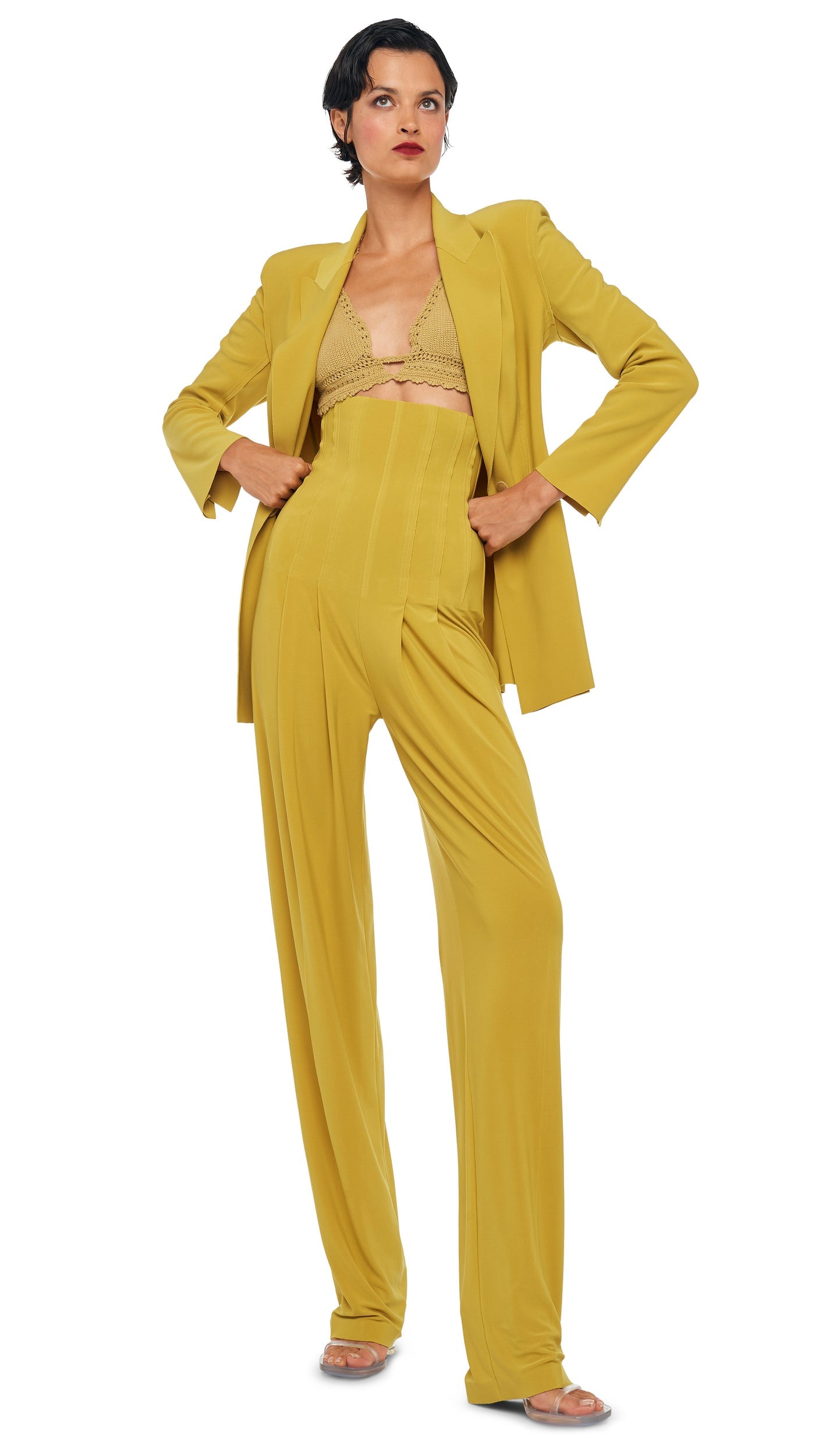 Norma Kamali HIGH WAIST TAILORED PLEAT PANT