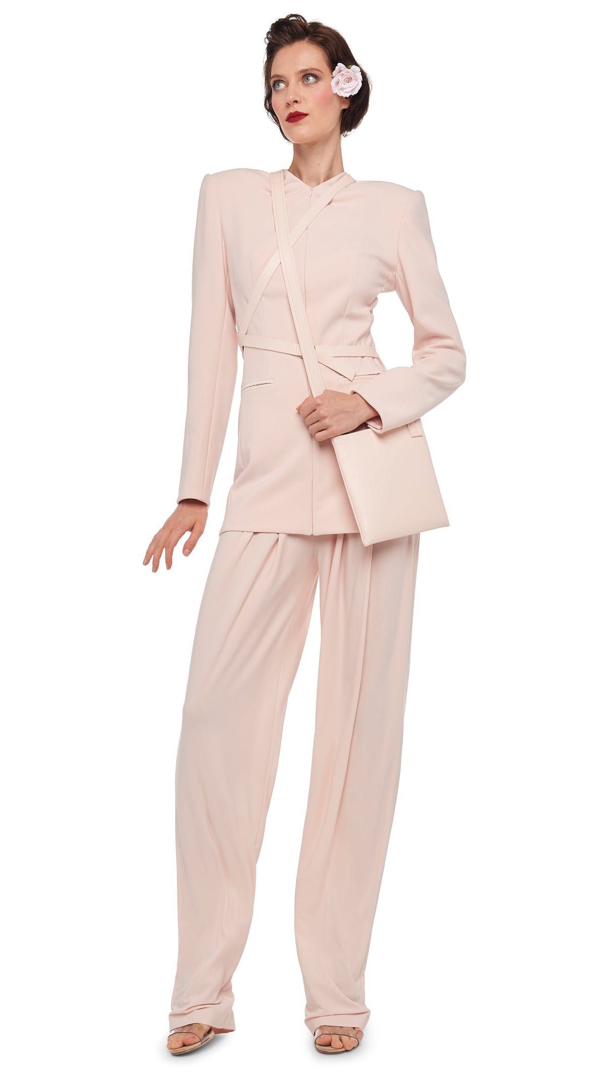 Norma Kamali HIGH WAIST TAILORED PLEAT PANT