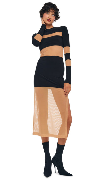 Norma Kamali SPLICED INSERT DRESS TO MIDCALF