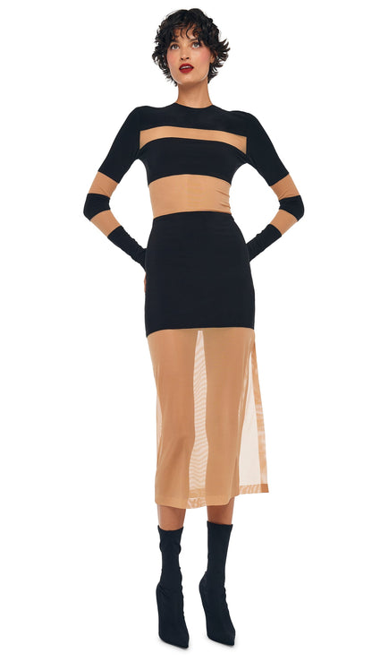 Norma Kamali SPLICED INSERT DRESS TO MIDCALF