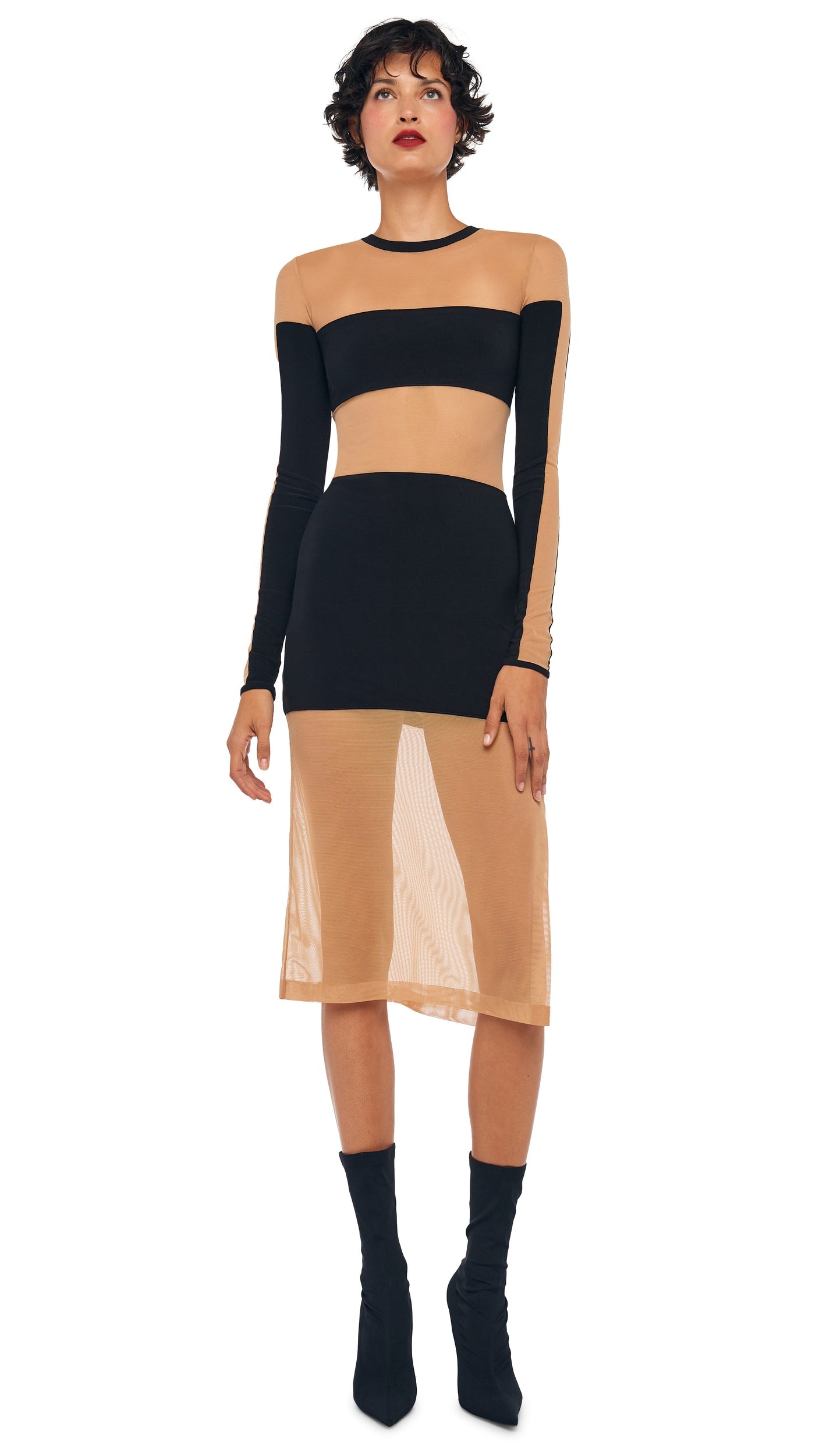 Norma Kamali SPLICED INSERT DRESS TO KNEE