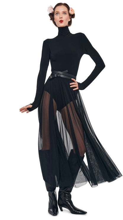 Norma Kamali LS TURTLENECK FLARED MIDCALF DRESS