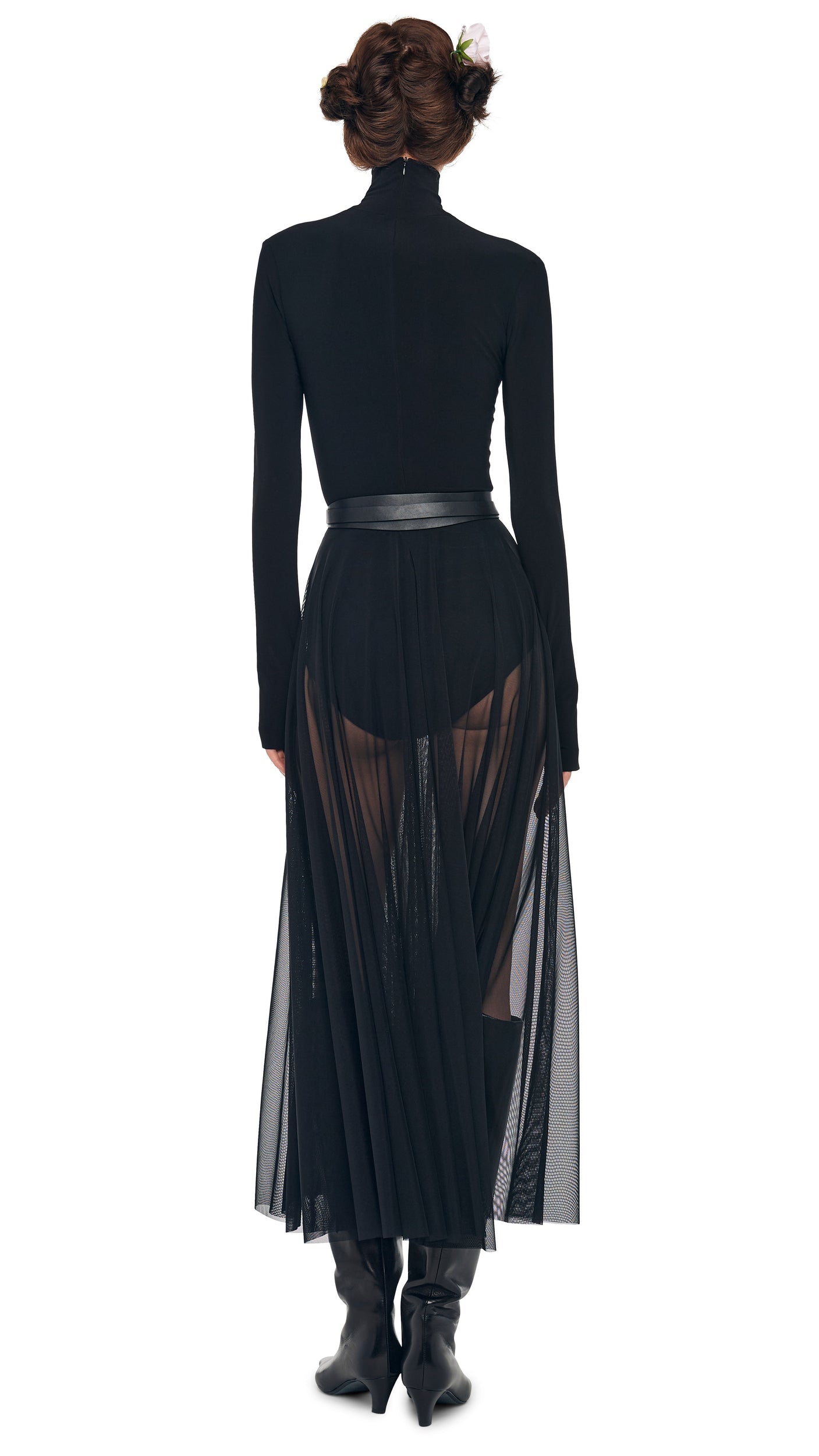 Norma Kamali LS TURTLENECK FLARED MIDCALF DRESS