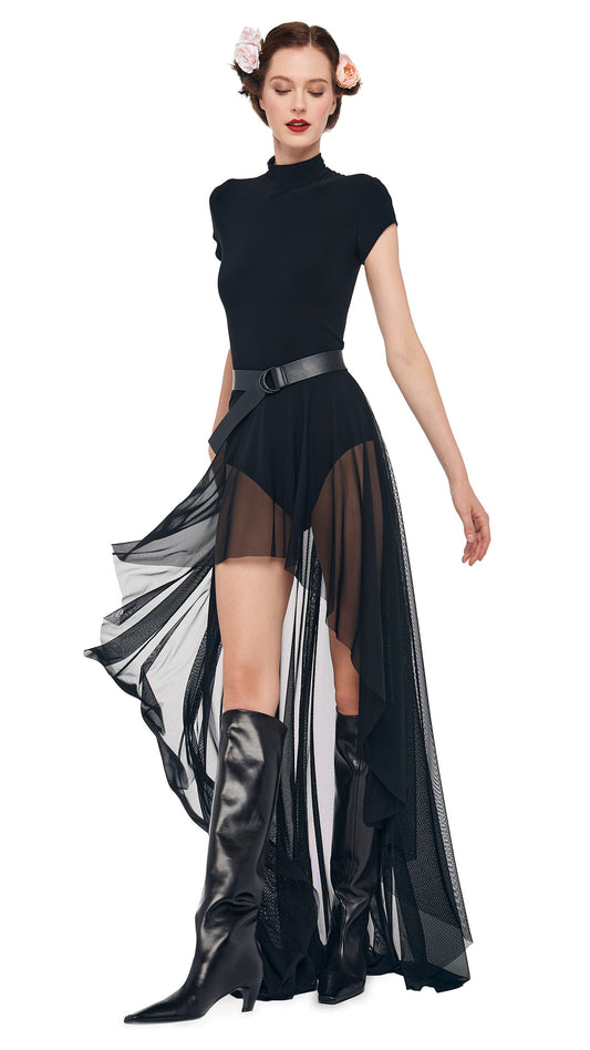 Norma Kamali HI LOW MOCK NECK CAP SLEEVE GOWN