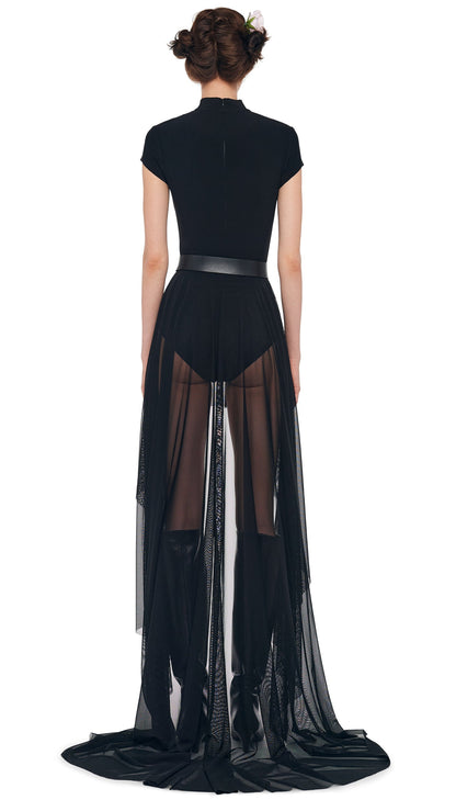 Norma Kamali HI LOW MOCK NECK CAP SLEEVE GOWN