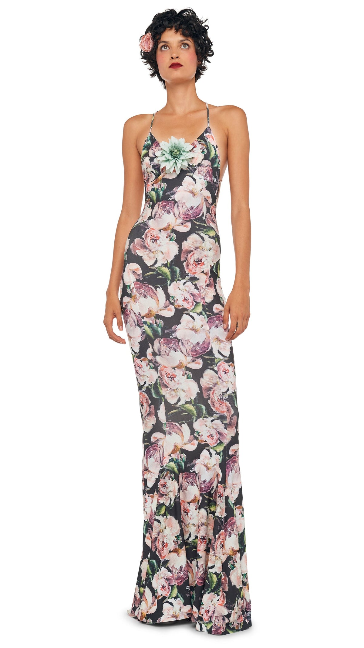Norma Kamali LOW BACK SLIP FISHTAIL GOWN