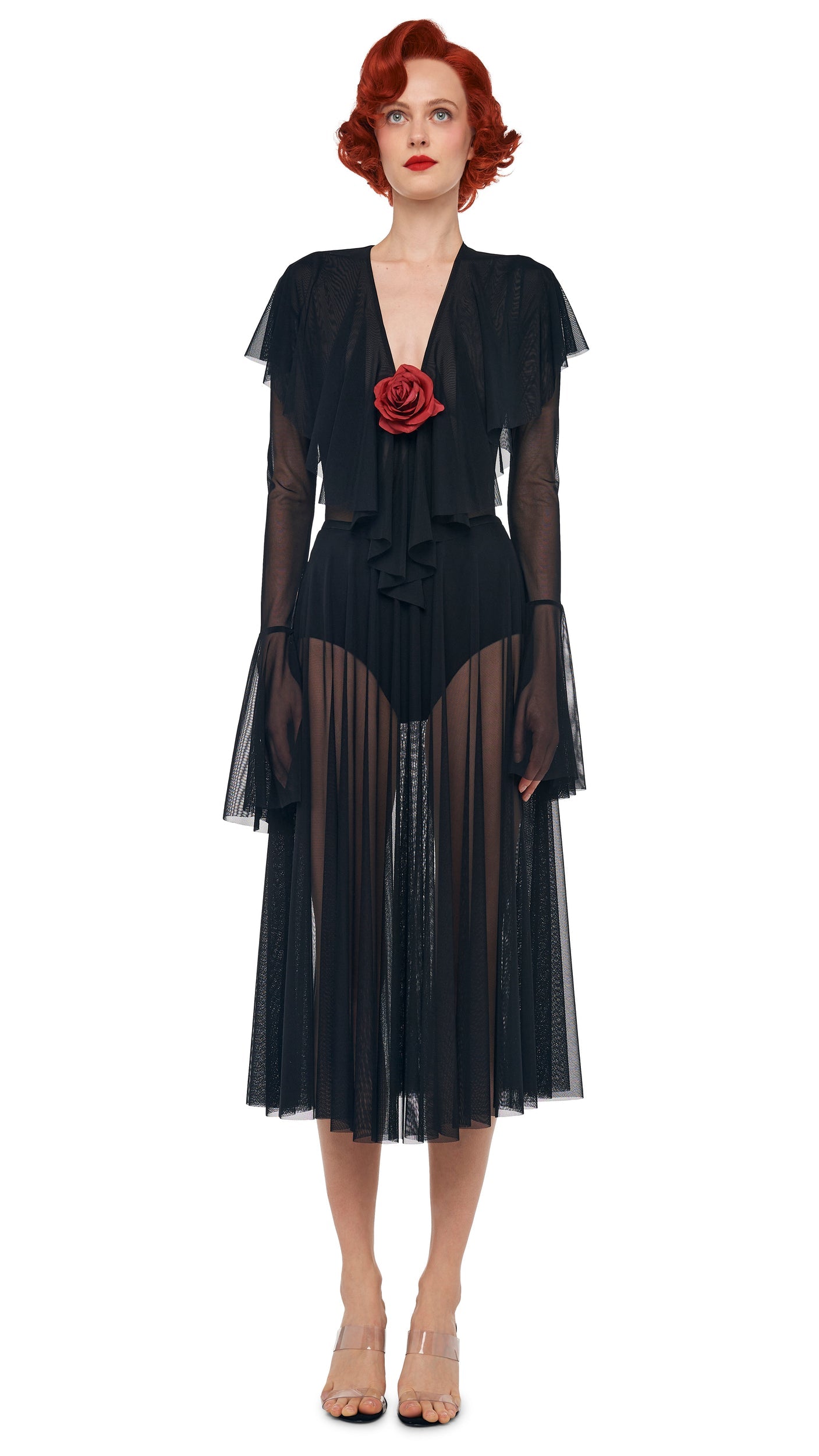 Norma Kamali FLARED SKIRT TO MIDCALF W/ PANTY