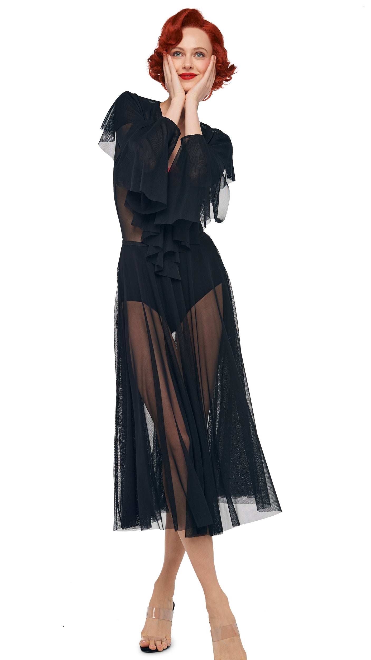 Norma Kamali FLARED SKIRT TO MIDCALF W/ PANTY