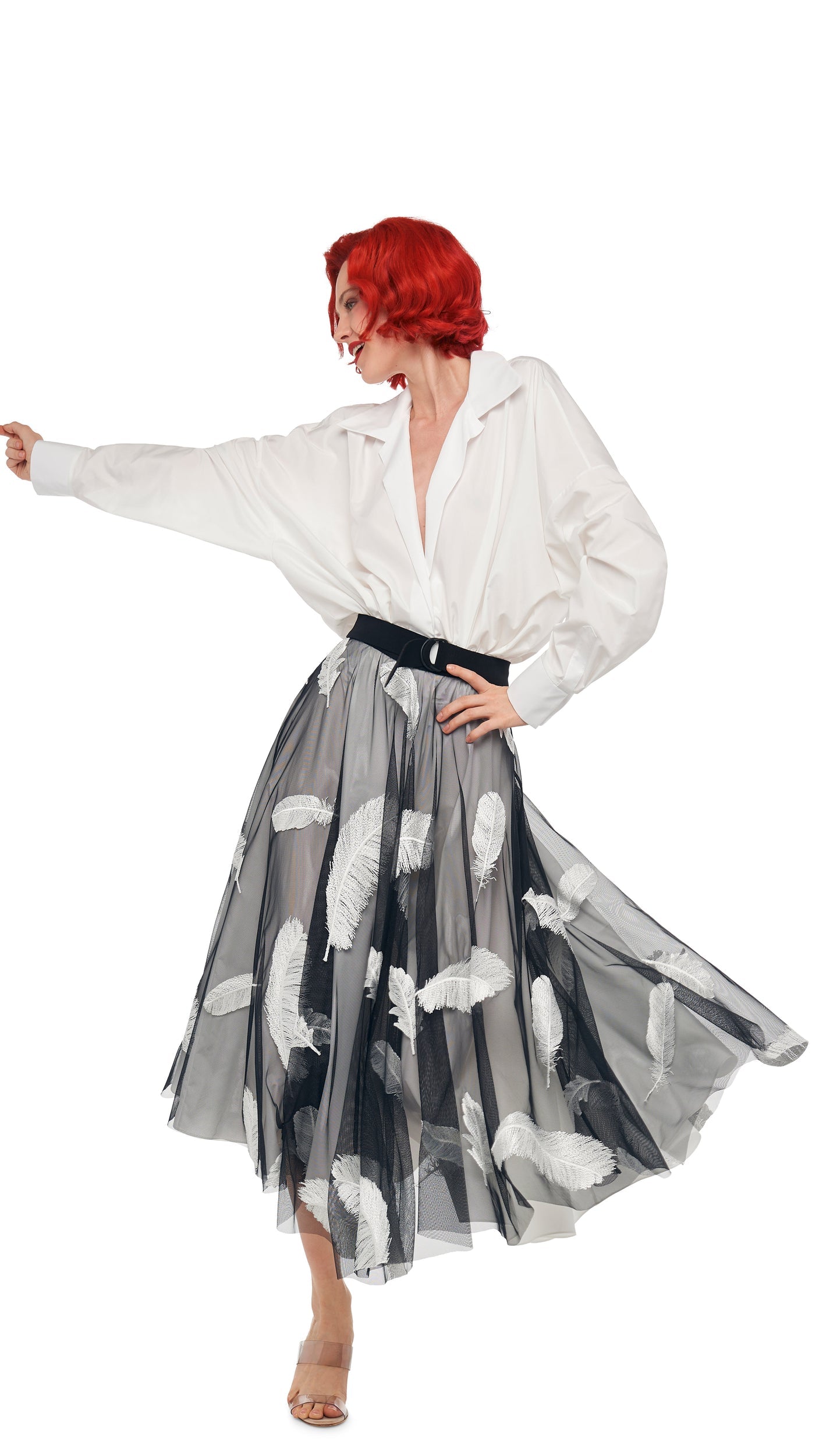 Norma Kamali FLARED SKIRT TO MIDCALF