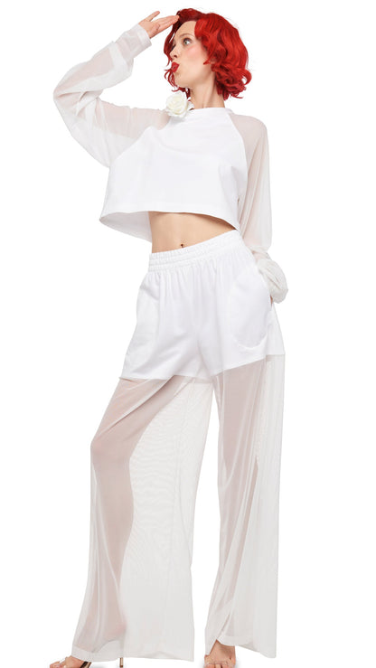 Norma Kamali BOYFRIEND ELEPHANT SWEATPANT W/ MESH