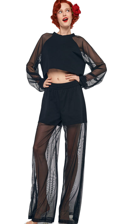 Norma Kamali BF ELEPHANT SWEATPANT W/ MESH
