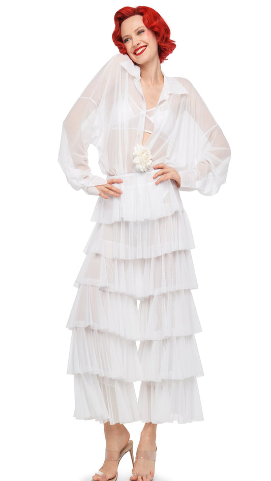 Norma Kamali SUPER WIDE LEG RUFFLE PANT