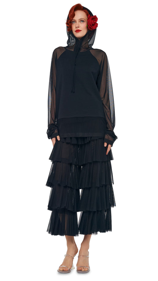 Norma Kamali SUPER WIDE LEG RUFFLE PANT