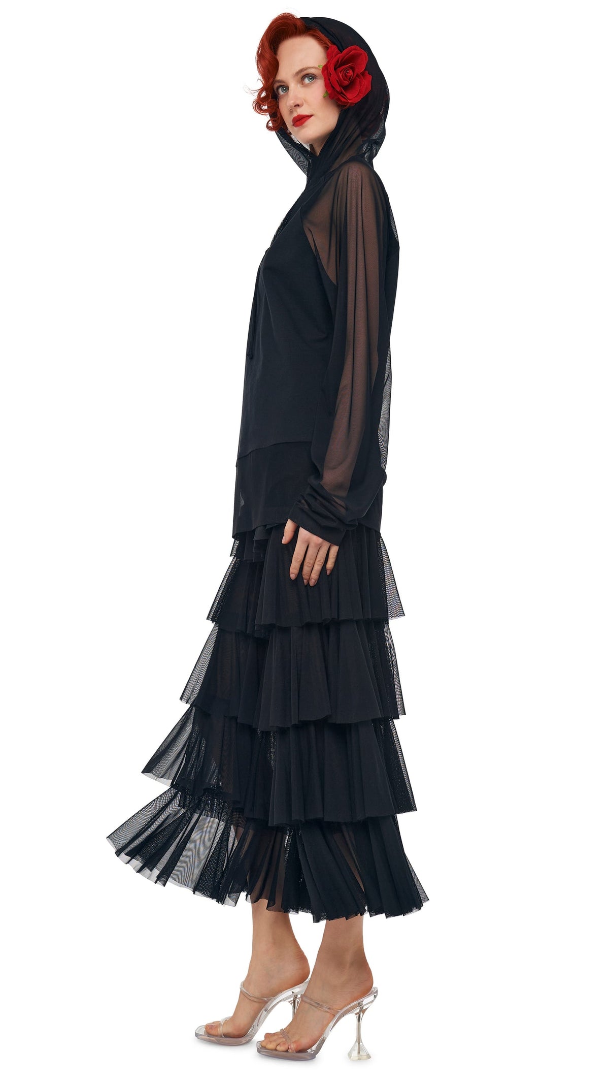 Norma Kamali SUPER WIDE LEG RUFFLE PANT