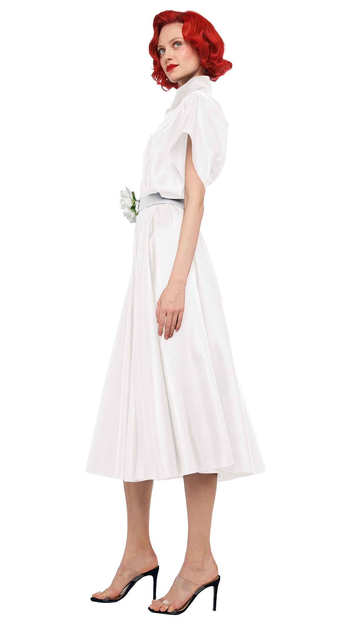 Norma Kamali SUPER OS SLEEVELESS BF NK SHIRT FLARED DRESS