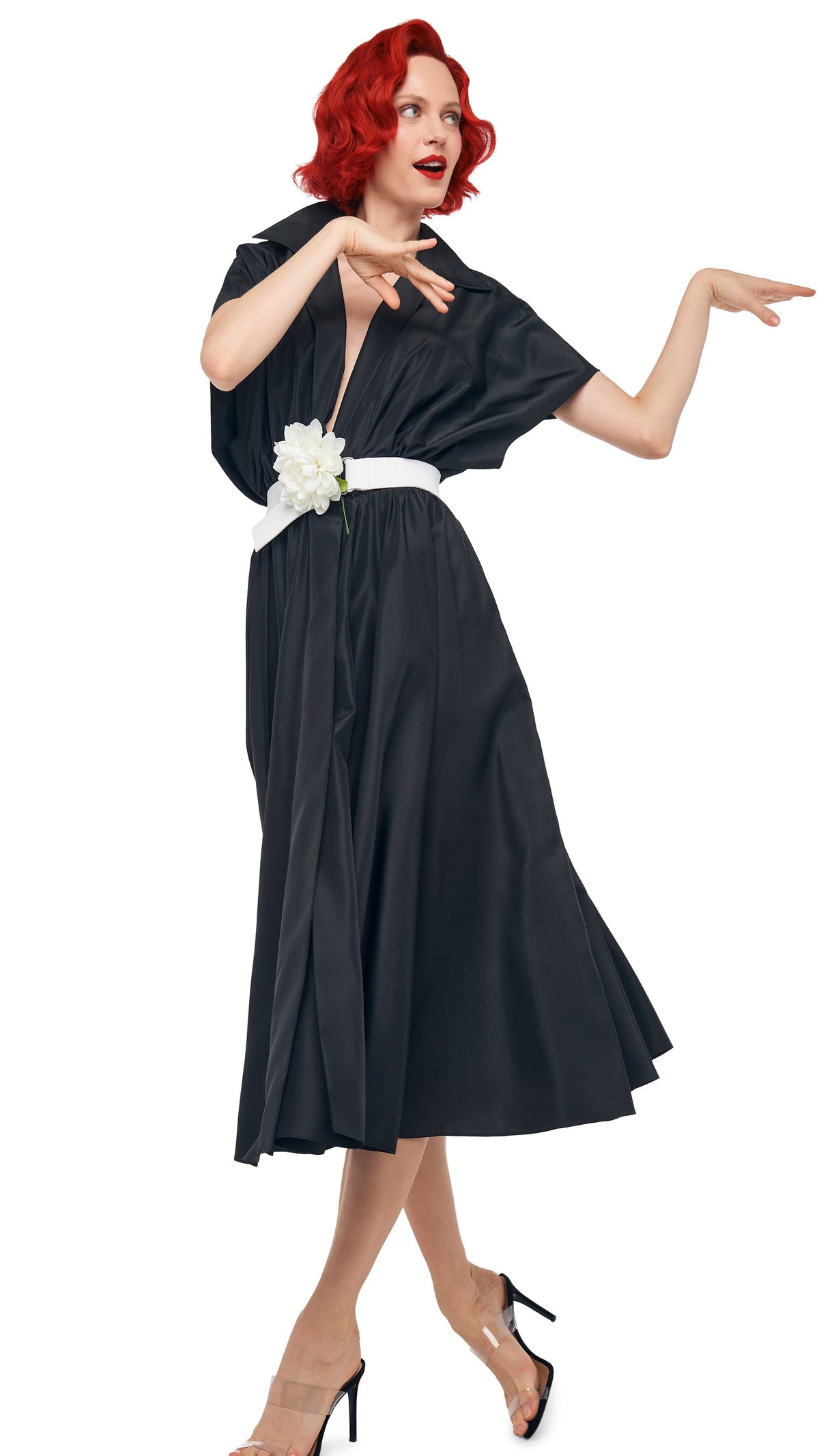 Norma Kamali SUPER OS SLEEVELESS BF NK SHIRT FLARED DRESS