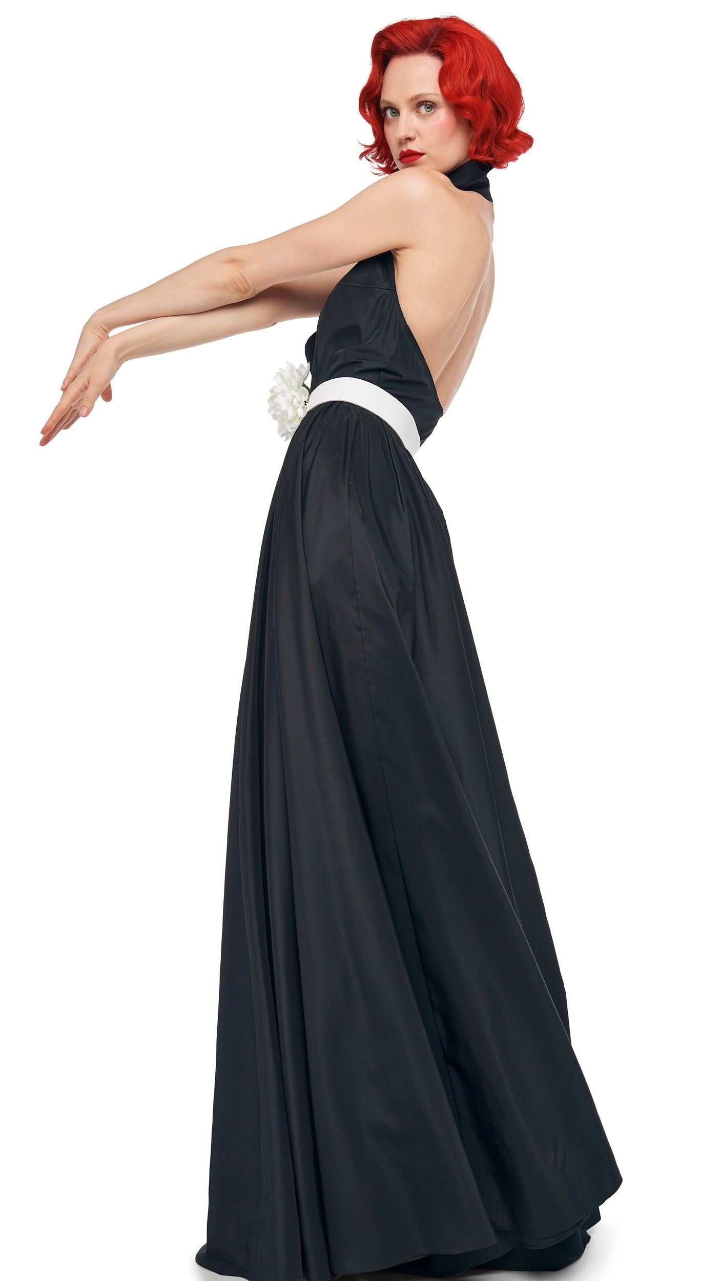 Norma Kamali NK HALTER FLARED GOWN