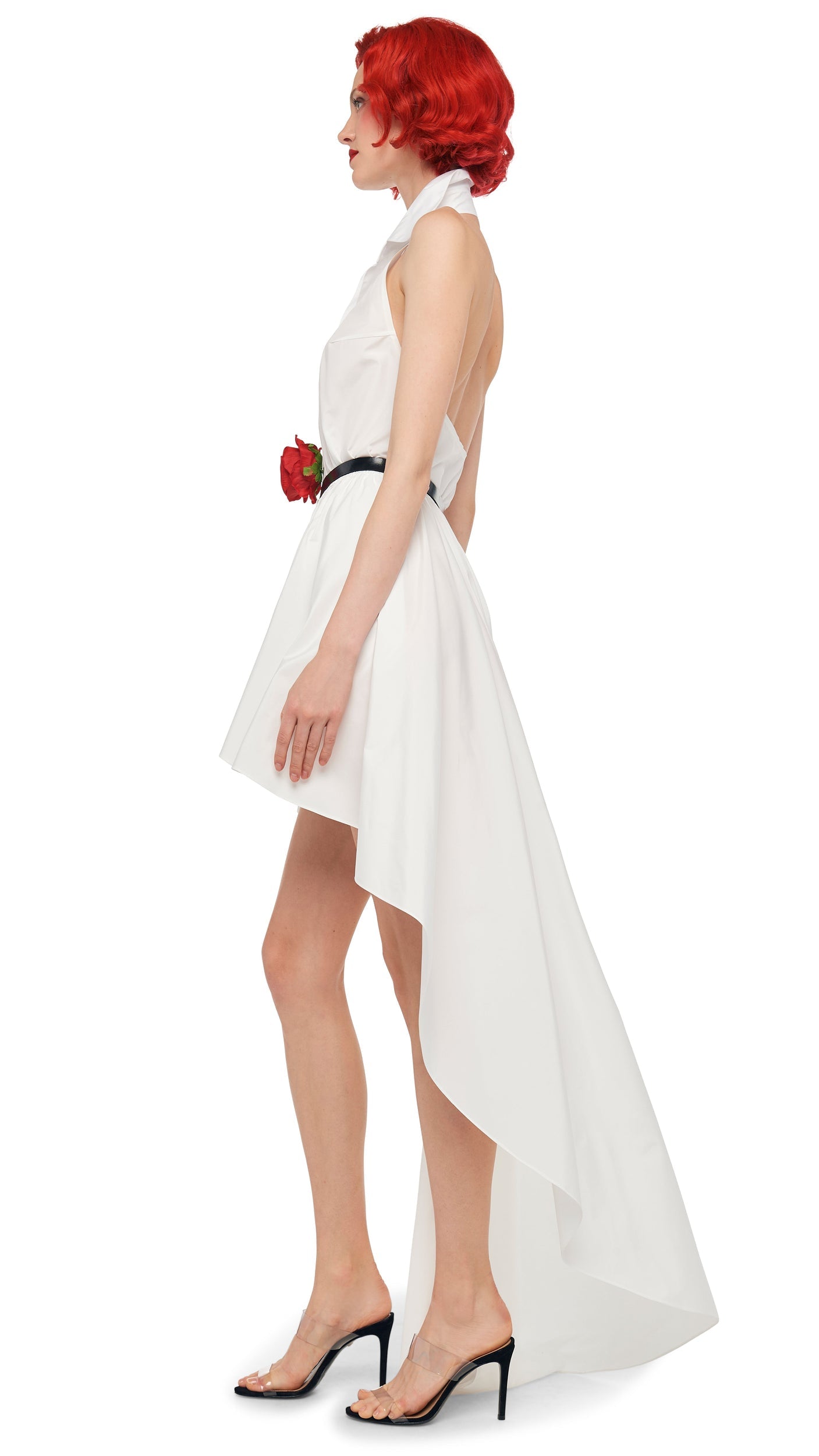 Norma Kamali HI LOW NK HALTER FLARED DRESS