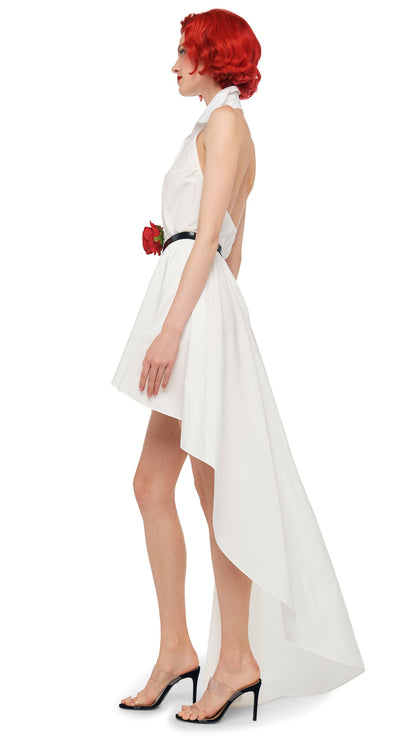 Norma Kamali HI LOW NK HALTER FLARED DRESS