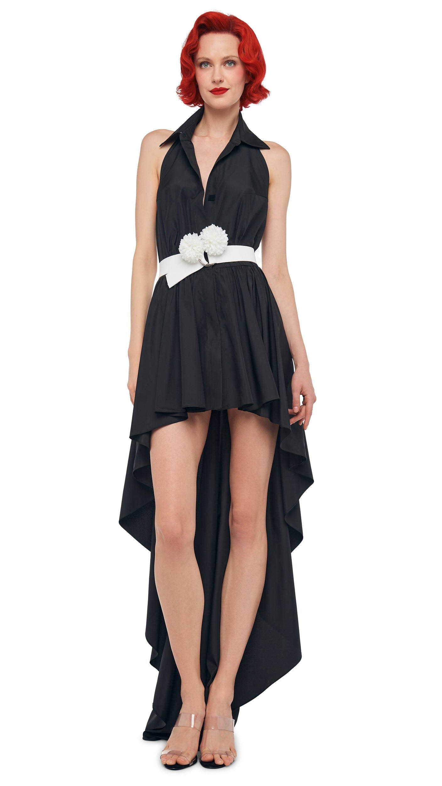 Norma Kamali HI LOW NK HALTER FLARED DRESS