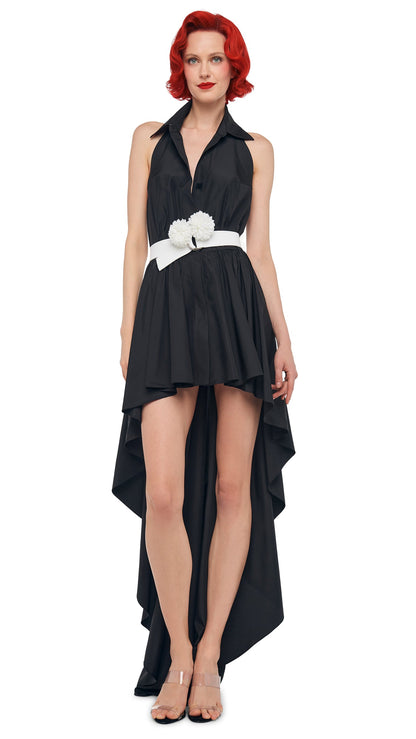 Norma Kamali HI LOW NK HALTER FLARED DRESS