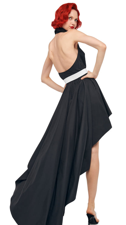 Norma Kamali HI LOW NK HALTER FLARED DRESS