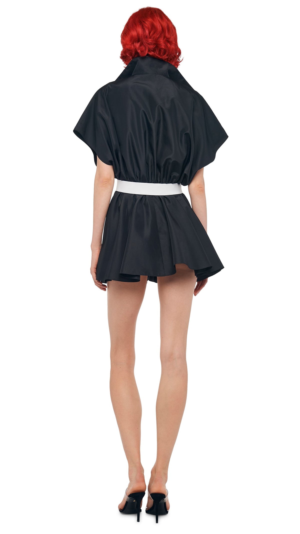 Norma Kamali SUPER OS SLEEVELESS BF NK SHIRT FLARED MINI DRESS