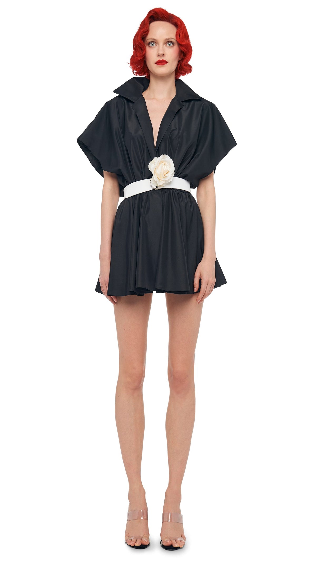 Norma Kamali SUPER OS SLEEVELESS BF NK SHIRT FLARED MINI DRESS