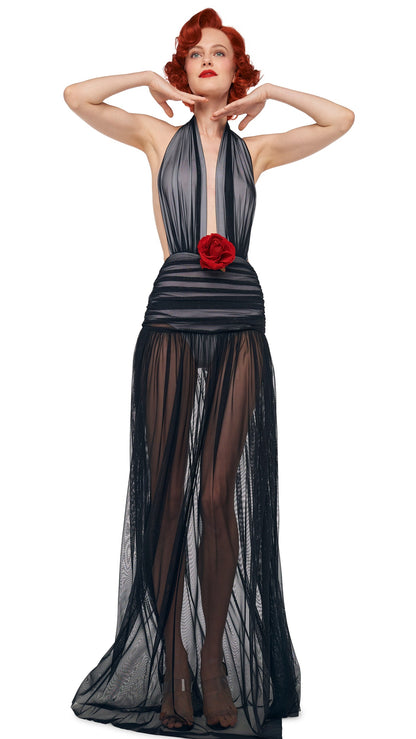 Norma Kamali HALTER SHIRRED GOWN