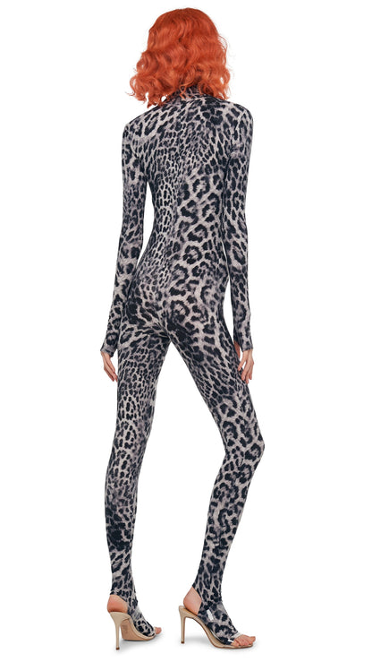 Norma Kamali LONG SLEEVE SLIM FIT TURTLE CATSUIT W/ FOOTIE