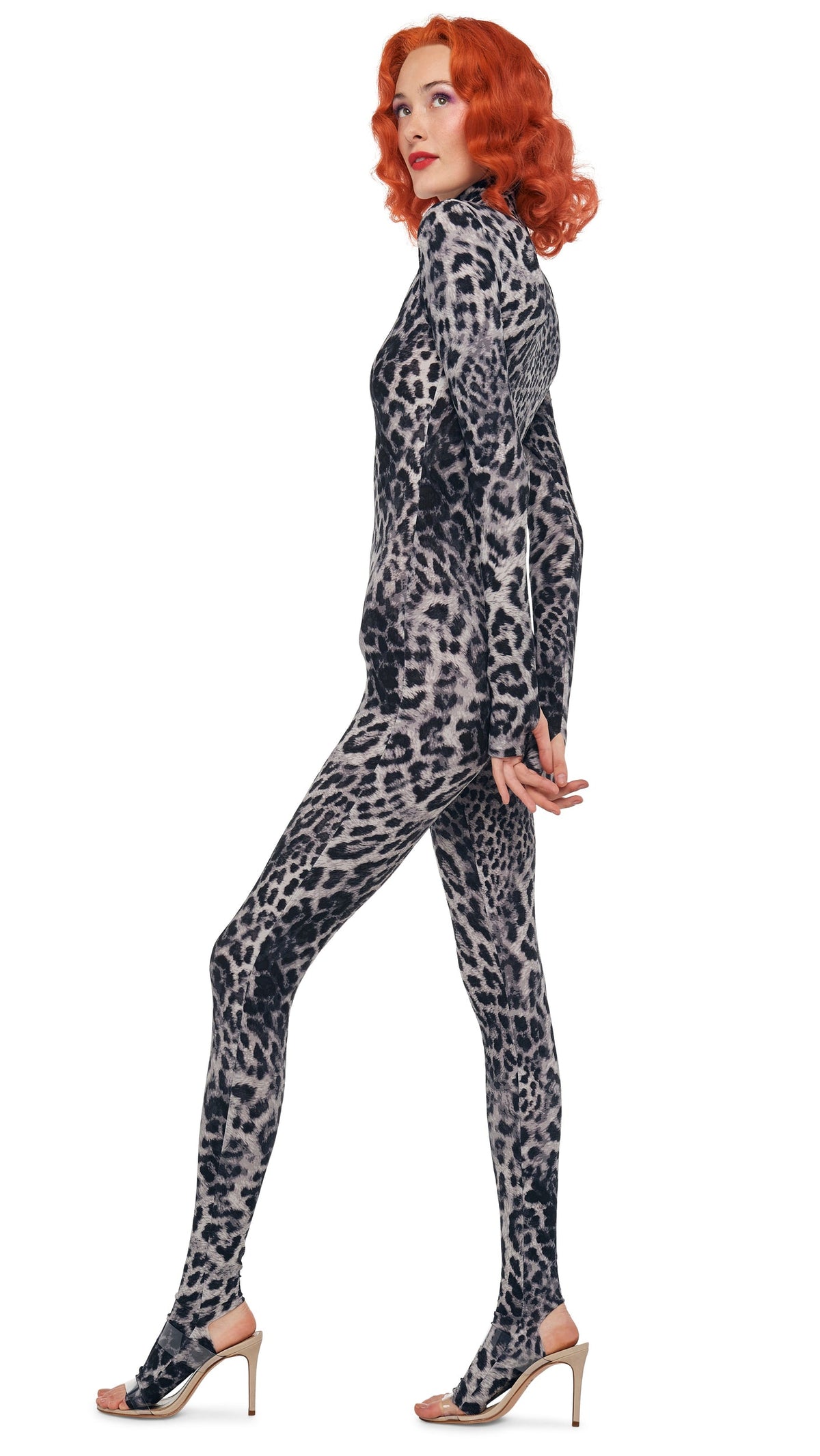 Norma Kamali LONG SLEEVE SLIM FIT TURTLE CATSUIT W/ FOOTIE