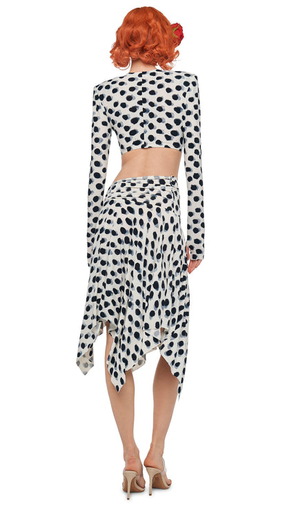 Norma Kamali CROPPED SHOULDER PAD LONG SLEEVE CREW TOP