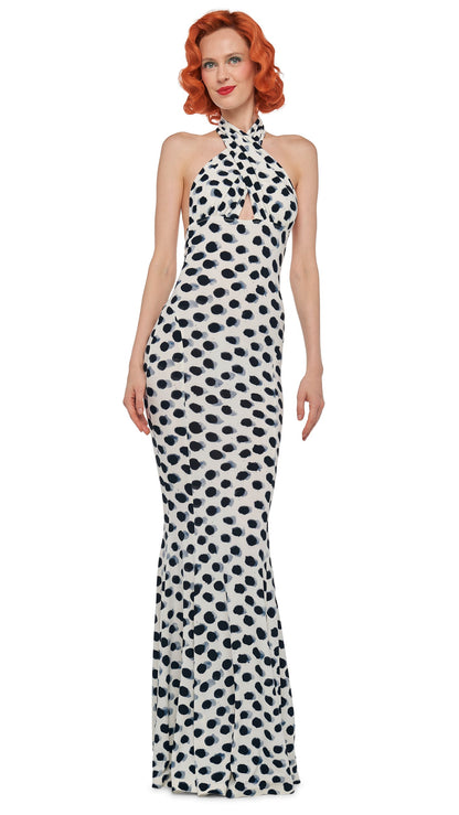 Norma Kamali CROSS HALTER FISHTAIL GOWN