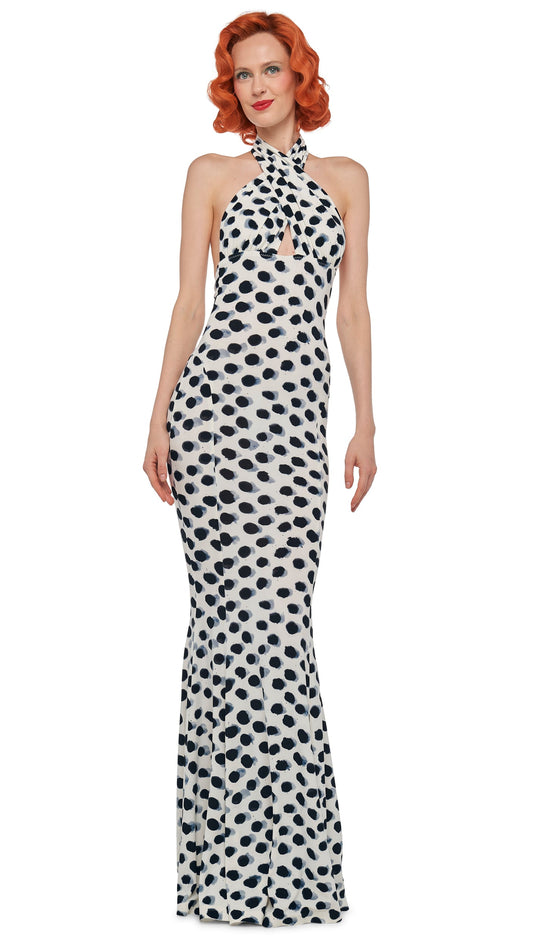 Norma Kamali CROSS HALTER FISHTAIL GOWN
