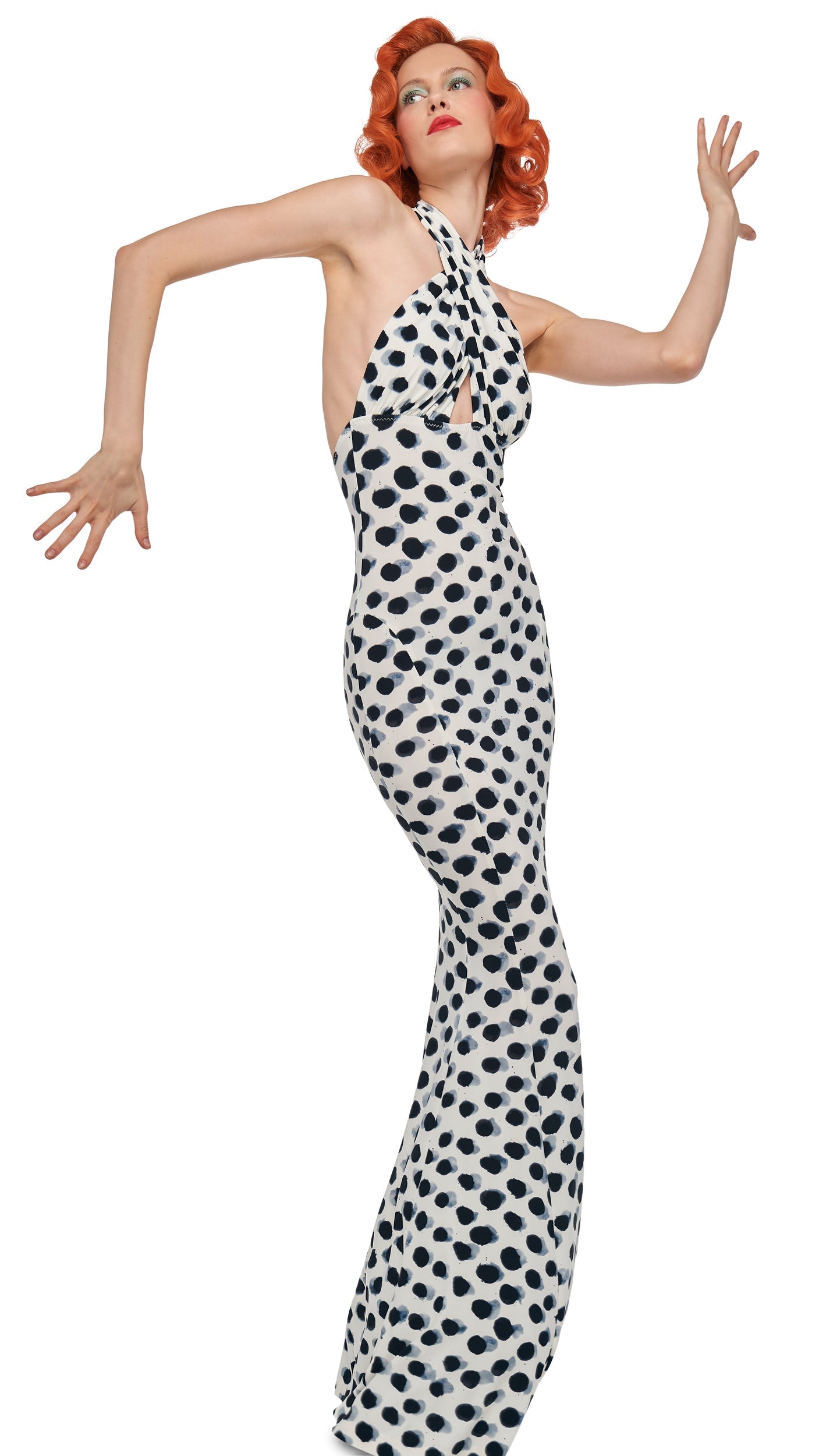 Norma Kamali CROSS HALTER FISHTAIL GOWN
