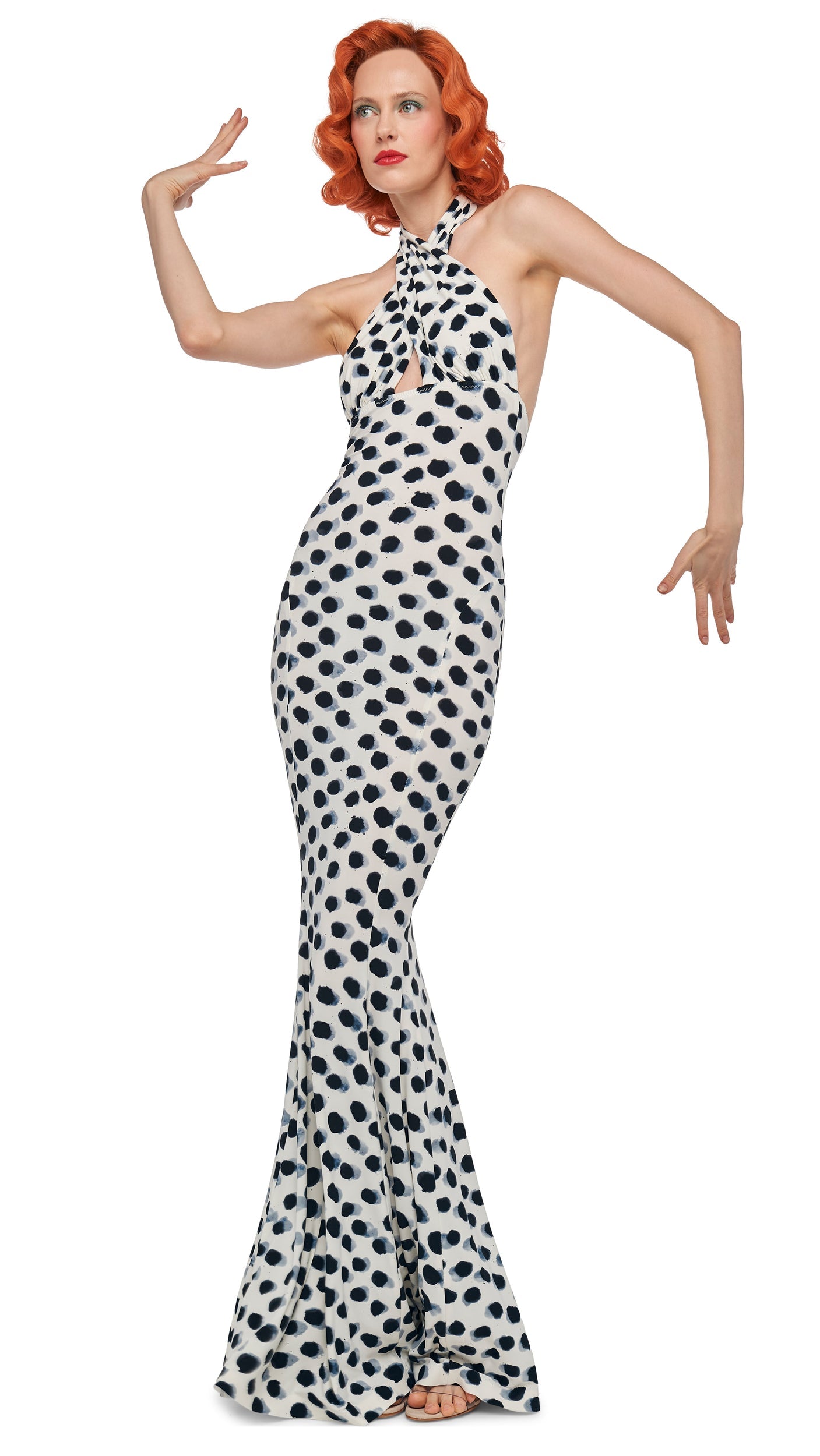 Norma Kamali CROSS HALTER FISHTAIL GOWN
