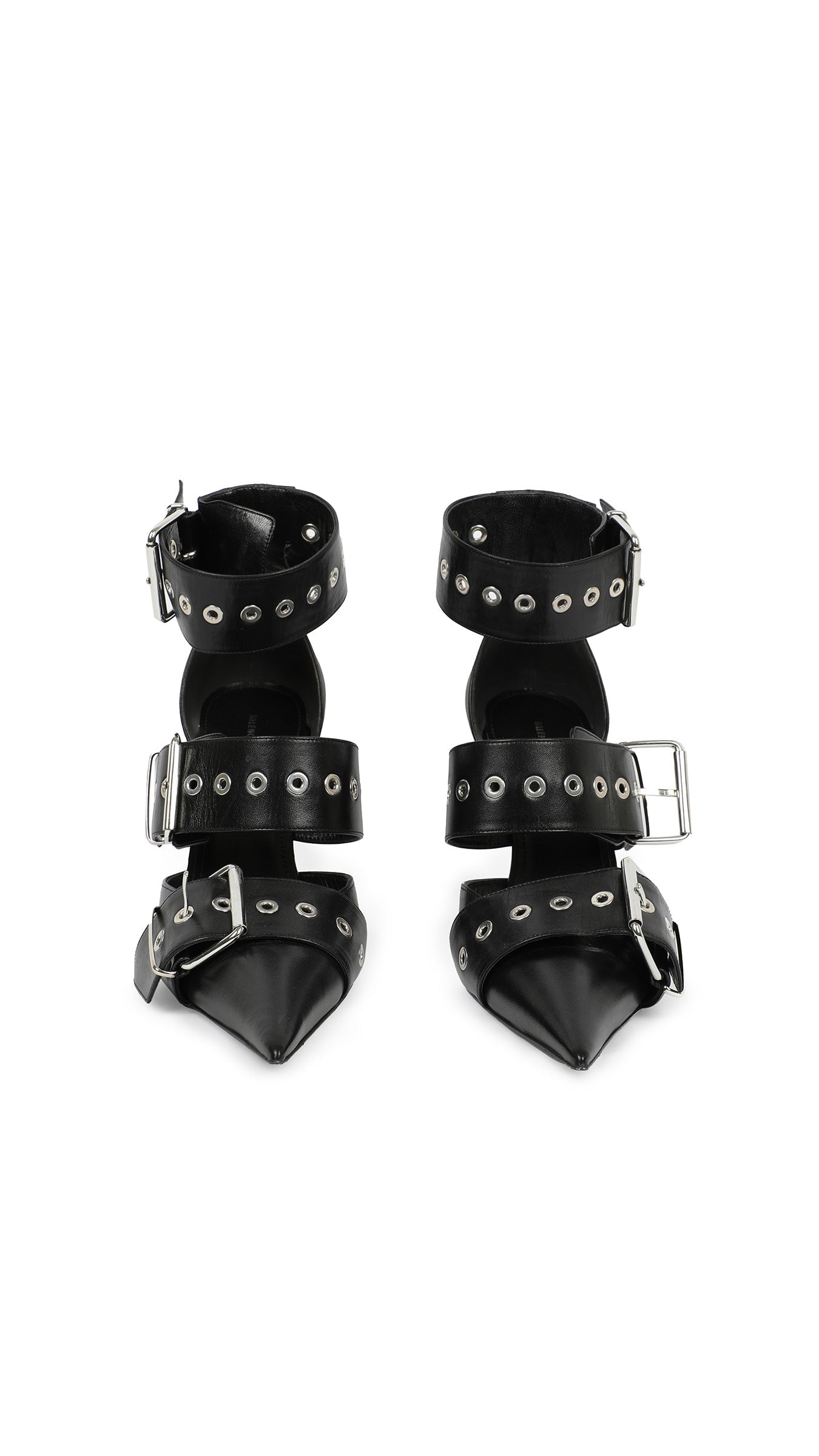 Norma Kamali BALENCIAGA BLACK LEATHER BELT BUCKLE PUMP