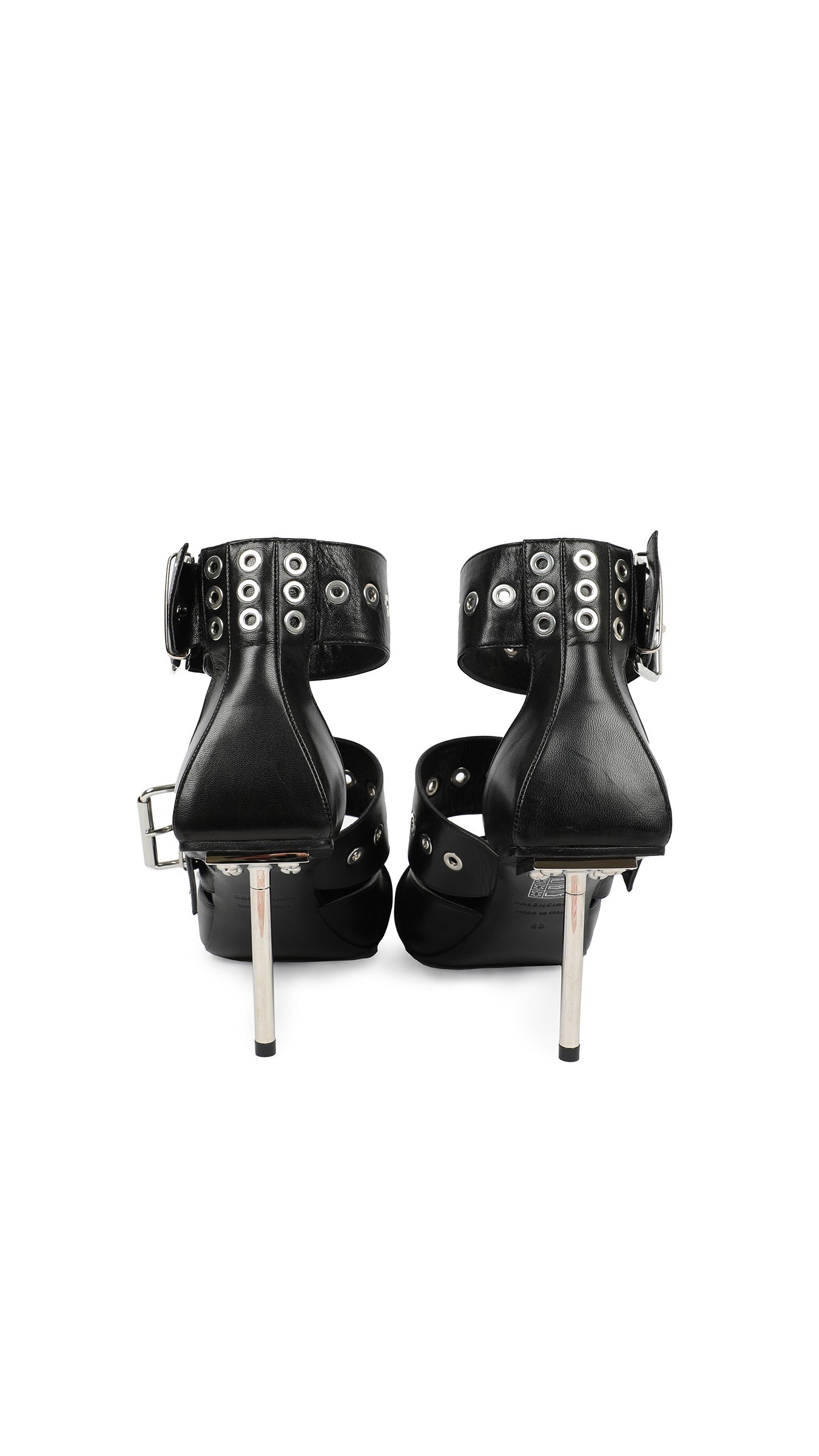 Norma Kamali BALENCIAGA BLACK LEATHER BELT BUCKLE PUMP