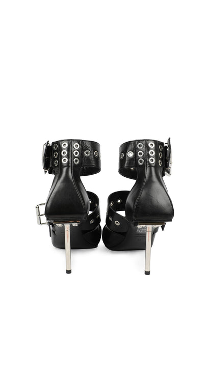 Norma Kamali BALENCIAGA BLACK LEATHER BELT BUCKLE PUMP