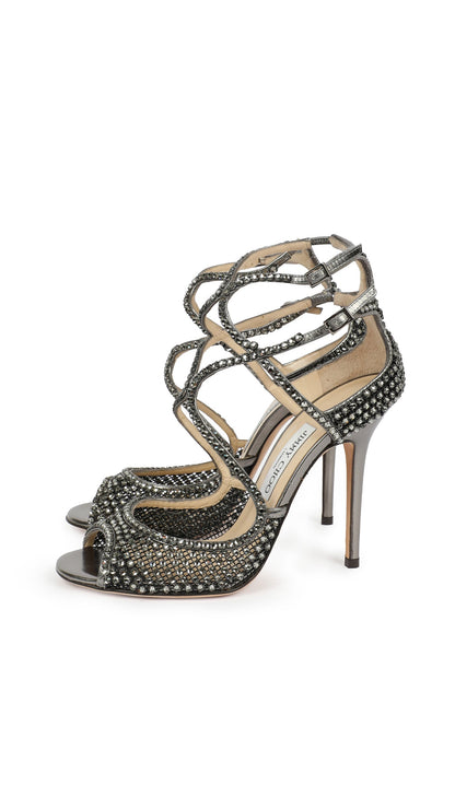 Norma Kamali JIMMY CHOO RHINESTONE STRAPPY SANDAL
