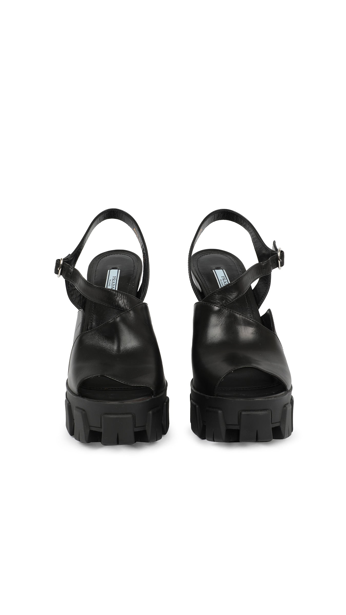 Norma Kamali PRADA LUG SOLE ANKLE STRAP PLATFORM SANDAL