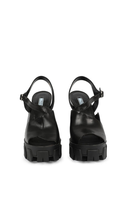 Norma Kamali PRADA LUG SOLE ANKLE STRAP PLATFORM SANDAL