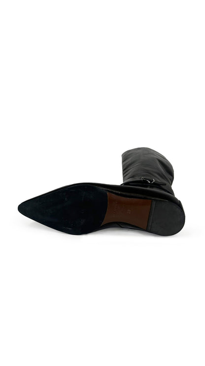 Norma Kamali JIL SANDER RIDING LEATHER BOOT WITH BUCKLE