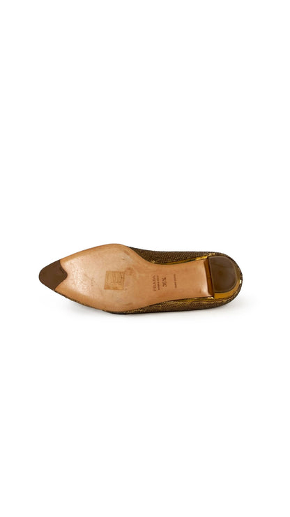 Norma Kamali PRADA SEQUIN FLATS W/ FLOWERS