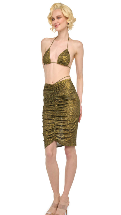 Norma Kamali SHIRRED FRONT SKIRT TO KNEE