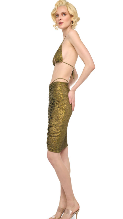 Norma Kamali SHIRRED FRONT SKIRT TO KNEE