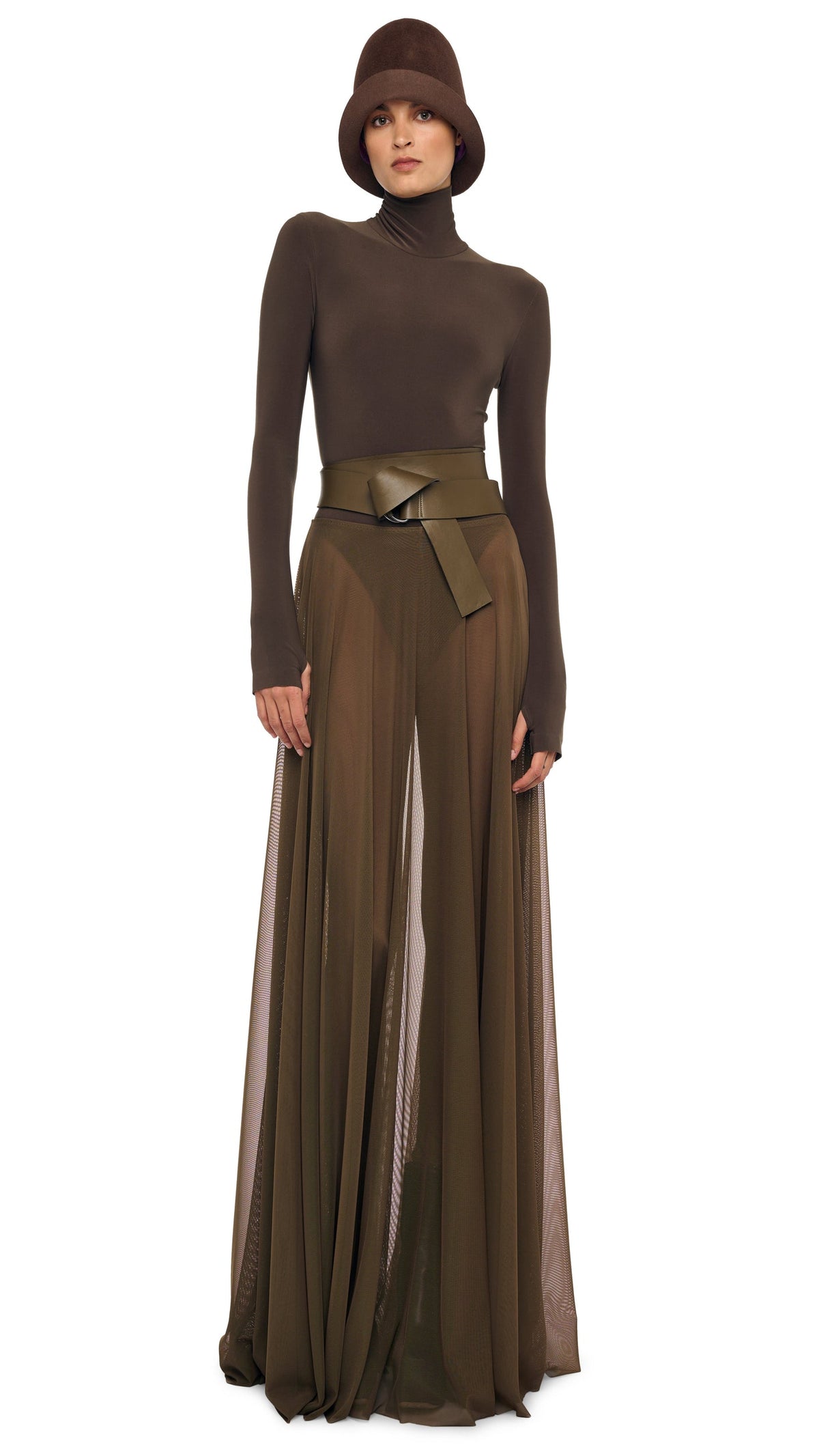 Norma Kamali FLARED SKIRT TO FLOOR W/ LEGGING W/ FOOTIE