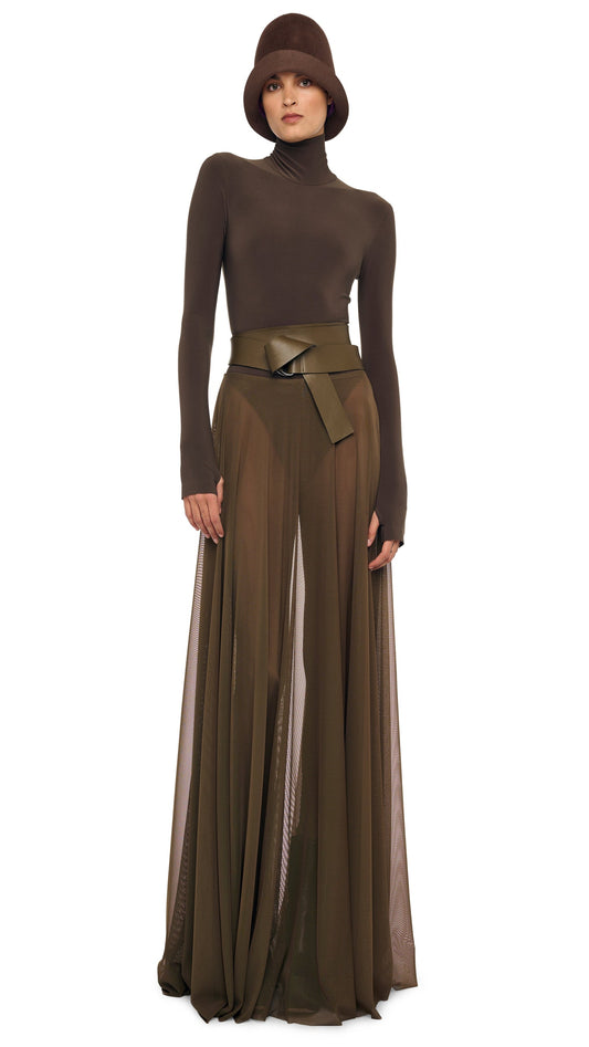 Norma Kamali FLARED SKIRT TO FLOOR W/ LEGGING W/ FOOTIE