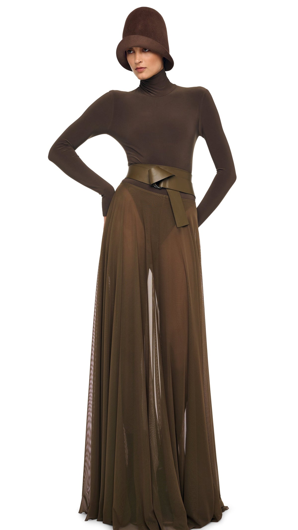 Norma Kamali FLARED SKIRT TO FLOOR W/ LEGGING W/ FOOTIE