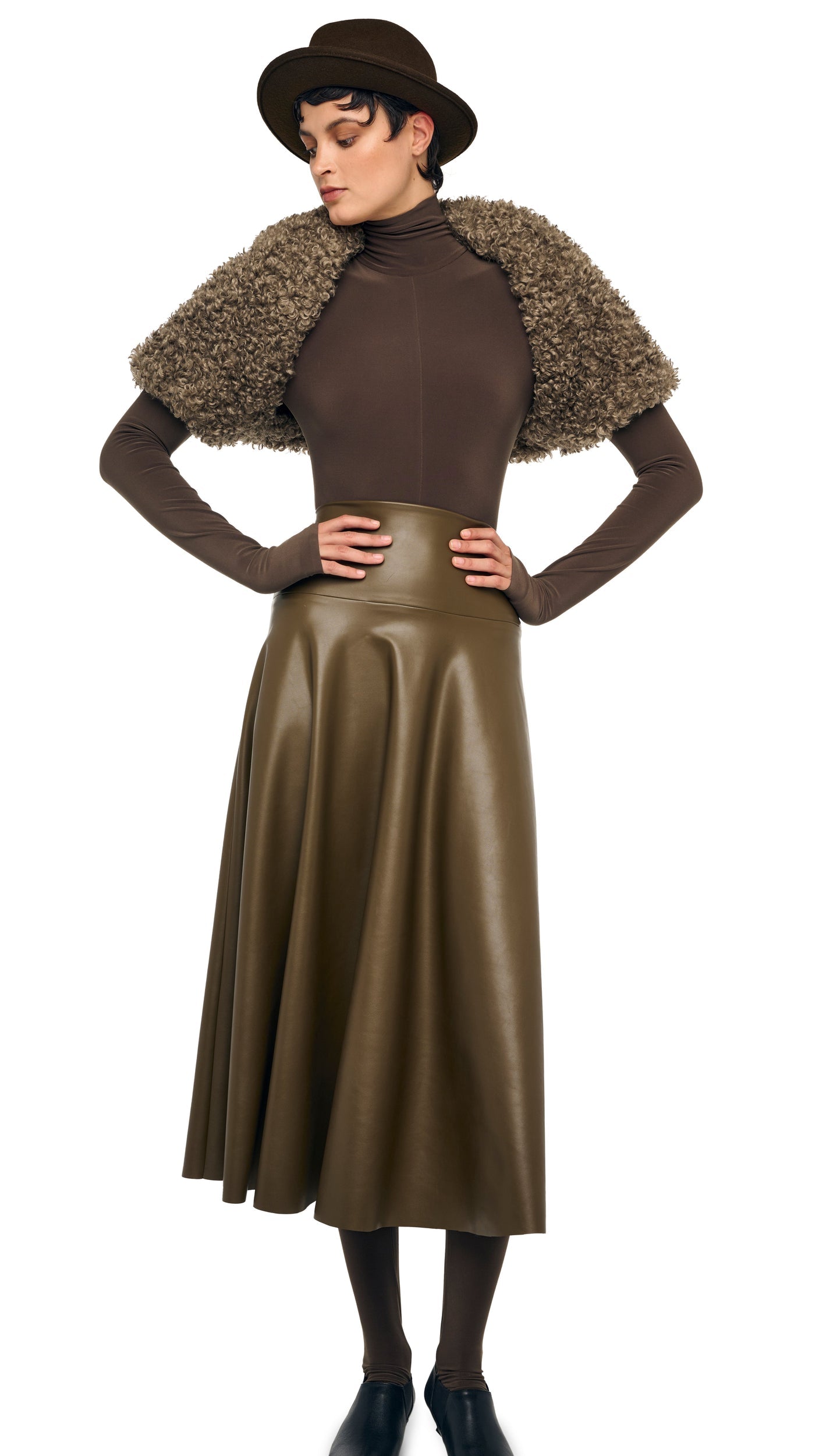 Norma Kamali FLARED SKIRT TO MIDCALF